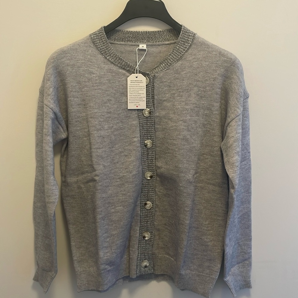 Made With Love - Gray button up sweater brand new with tags - medium